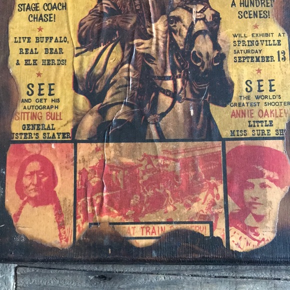 VTG Wild West Buffalo Bill Jesse James Lacquered Decoupage Burnished Wood Signs - Picture 4 of 8